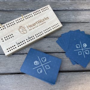HeartWorks branded Cribbage set with engraved logo.