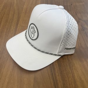 White performance hat with rope