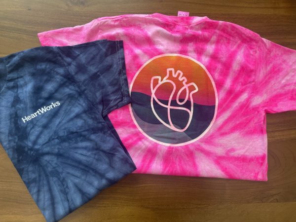 Blue and Pink Tie Dyed Shirts with Colorful HeartWorks icon