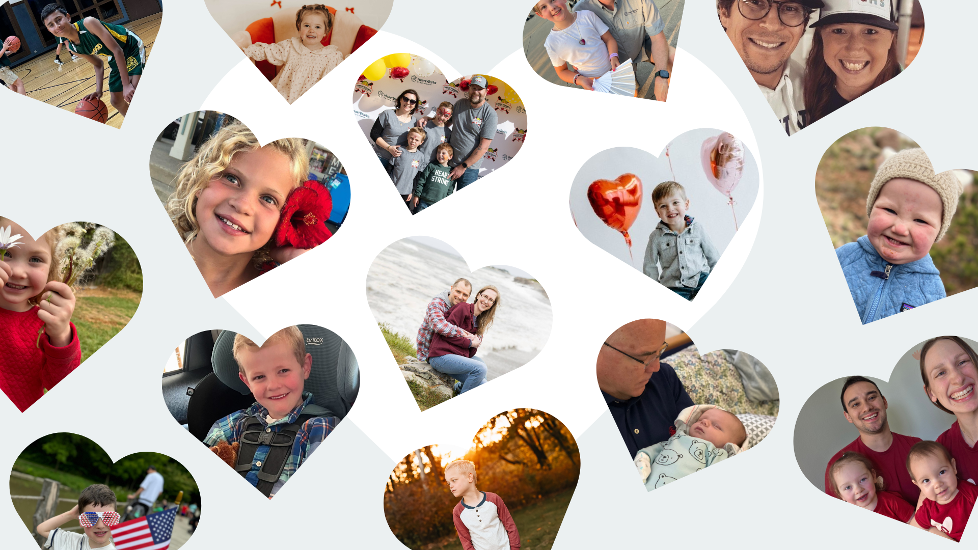 collage of heart families who support HeartWorks