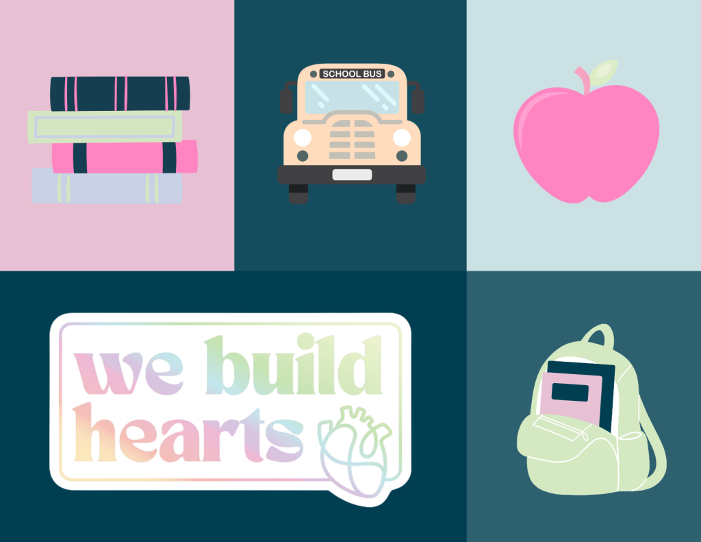 Back to school icons with HeartWorks sticker